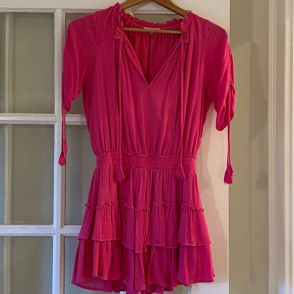 We’re All Pretty Girls Tiered Dress, Hot Pink, Size Small